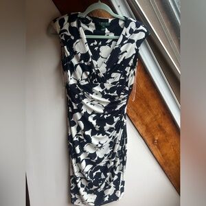 Ralph Lauren navy/white floral faux wrap dress